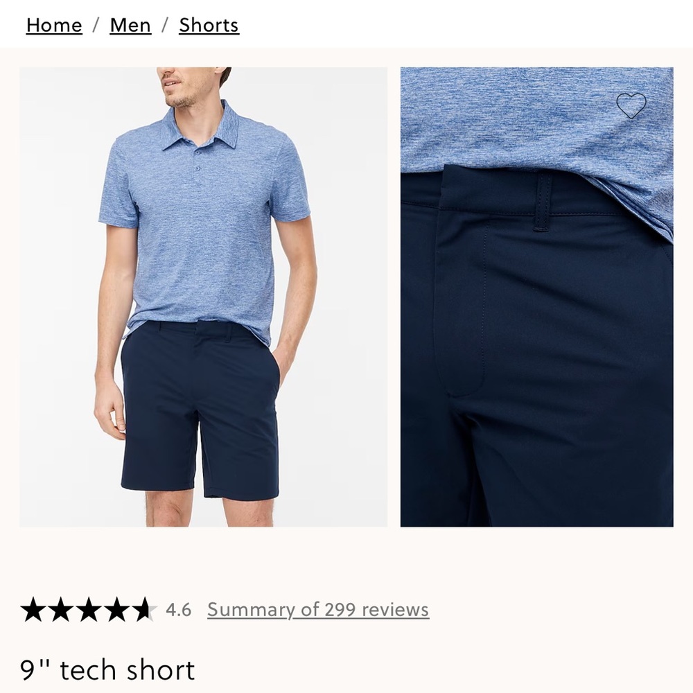 Men's Navy Tech Shorts-J. Crew